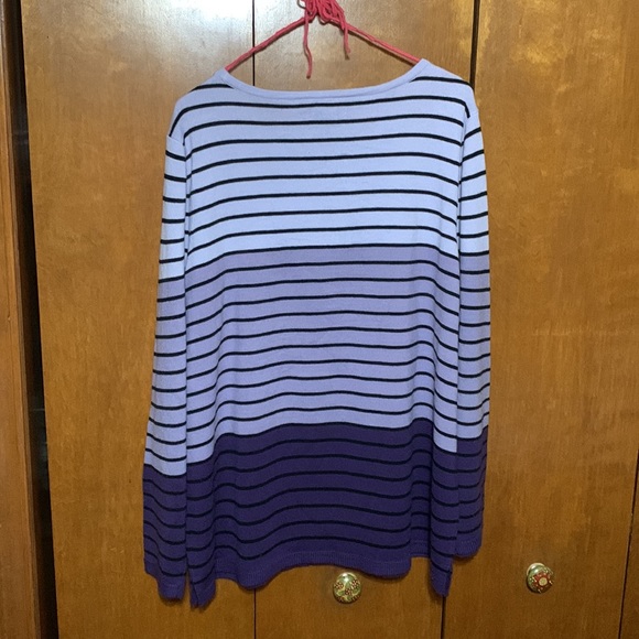 CROFT & BARROW- -Three Shades of Purple with Black lines Sweater - Picture 5 of 5